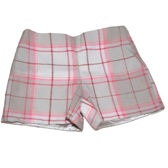 GAP Kids Beige Pink Plaid Wool Blend Girls Shorts 18 Plus - Picture 1 of 7